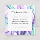 Girly en Trendy Paarse Groene Witte Ink & Sparkles Vierkante Visitekaartje (Achterkant)