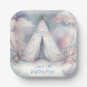 Girly Enchanted Teepee Sleepover Verjaardagsfeest Papieren Bordje (Voorkant)