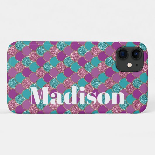 Girly Faux Glitter Mermaid Scales Pattern Hoesje-M Case-Mate iPhone Case (Achterkant (horizontaal))