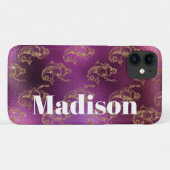 Girly Faux Glitter Paars en Gold Mermaid Pattern Case-Mate iPhone Case (Achterkant (horizontaal))