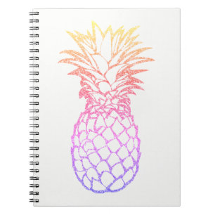 Girly Faux Glitter Pineapple White Spiral notebook Notitieboek