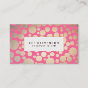 Girly Faux Gold Leaf Circles Roze Visitekaartje