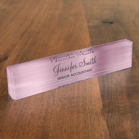Girly Faux Light Pink Foil Naambordje (Zijkant)