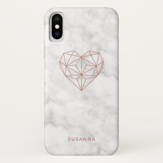 Girly Faux Roos Gold Geometric Heart | Marmer Kijk Case-Mate iPhone Case (Achterkant)