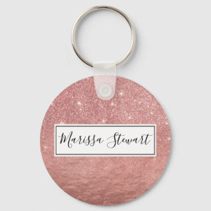 Girly Faux Roos Gold Glitter Crumged Foil Ombre Sleutelhanger