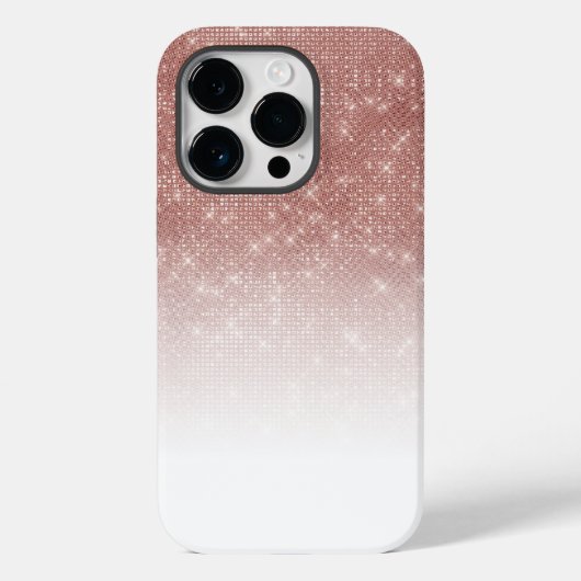 Girly Faux Roos Gold Sequin Glitter White Ombre Case-Mate iPhone Case (Achterkant)