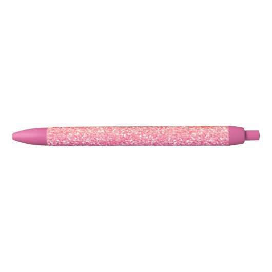 Girly Faux roze Glitter Custom Black Ink Pen (Voorkant)