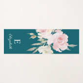 Girly Feminine Floral Name and Monogram Yogamat (Voorkant (horizontaal))