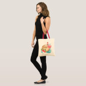 Girly Flamingo Custom Name Beach canvas tassen (Voorkant (model))