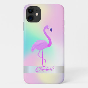 Girly Flamingo Holographic Ombre iPhone 11 Hoesje