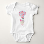 Girly Flamingo Zebra in Hot Air Ballon Romper (Voorkant)