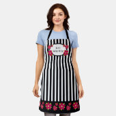 Girly Floral AccentBlack en White Stripe Schort (Gedragen)