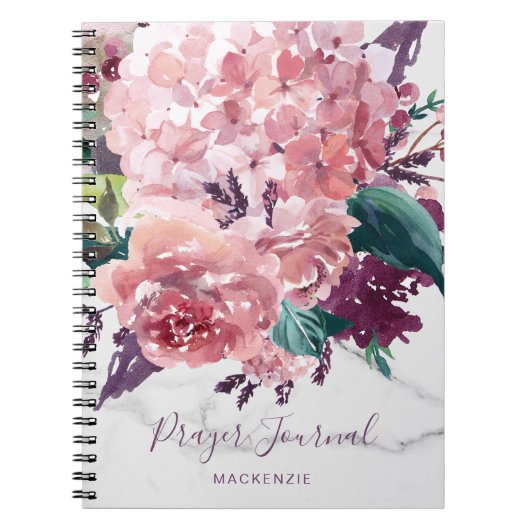 Girly Floral Marble Prayer Journal Notitieboek (Voorkant)