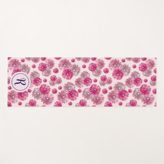 Girly Floral met moderne pastelbloemen gym Yogamat (Voorkant (horizontaal))