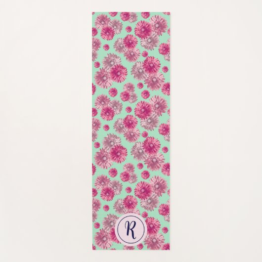 Girly Floral met moderne pastelbloemen gym Yogamat (Voorkant)