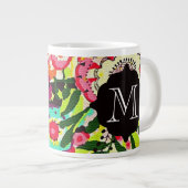 Girly Floral Paisley Monogram Giant Mok (Voorkant rechts)