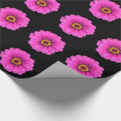 Girly Floral Pink Black Daisy Cadeaupapier (Hoek)