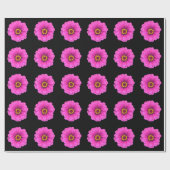 Girly Floral Pink Black Daisy Cadeaupapier (Vlak)