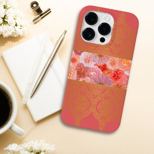 Girly Floral Roze en Gouden Damask Kant Case-Mate iPhone 14 Pro Hoesje