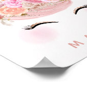 Girly Floral Unicorn Roos Gold Personalized Poster (Hoek)
