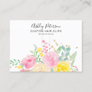 Girly Floral waterverf clip barrette display Visitekaartje