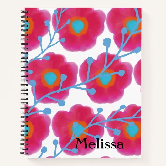 Girly Floral Waterverf Notitieboek (Voorkant)