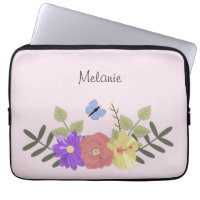 Girly Flowers and Butterfly Pastel Pink Name