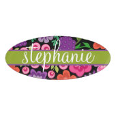 Girly Flowers met Cute Script - kleurrijk Naambadge (Voorkant)