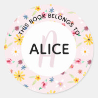 Girly Flowers Monogram en Name Bookplate