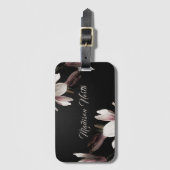 Girly  Flowers Monogram Naam Typografie Bagagelabel (Voorkant (verticaal))