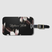 Girly  Flowers Monogram Naam Typografie Bagagelabel (Voorkant (horizontaal))