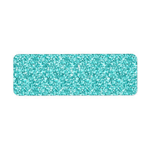 Girly, Fun Aqua Blue Glitter Printed Etiket