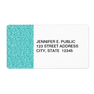 Girly, Fun Aqua Blue Glitter Printed Etiket
