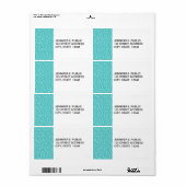 Girly, Fun Aqua Blue Glitter Printed Etiket (Full Sheet)