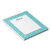 Girly, Fun Aqua Blue Glitter Printed Notitieblok (Schuin)