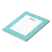Girly, Fun Aqua Blue Glitter Printed Notitieblok (Gedraaid)