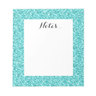 Girly, Fun Aqua Blue Glitter Printed Notitieblok