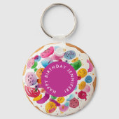 Girly Fun Kleurrijke Hot Roze Witte Donut Waterver Sleutelhanger (Achterkant)