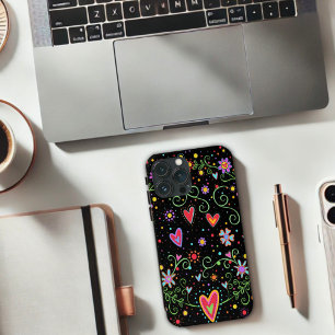 Girly Fun Tiener Trendy Black Floral Inspirivity iPhone 13 Pro Max Hoesje