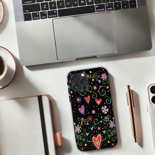 Girly Fun Tiener Trendy Black Floral Inspirivity Case-Mate iPhone Case