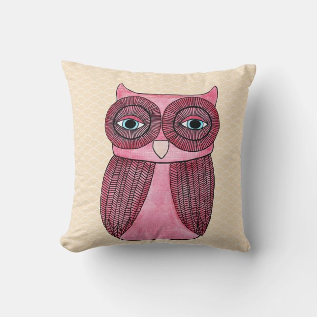 Girly Funky Modern Owl Art Cushion Kussen (Voorkant)