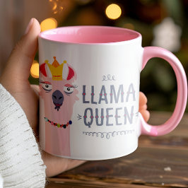 Girly Funny Llama Queen Illustration Mok