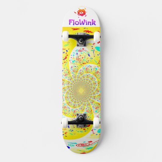 Girly Geel Abstract Skateboard (Voorkant)