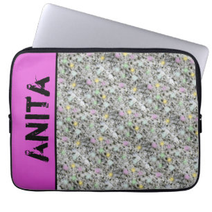 Girly Geology Granite Pastel Stippen Elke Naam Roz Laptop Sleeve
