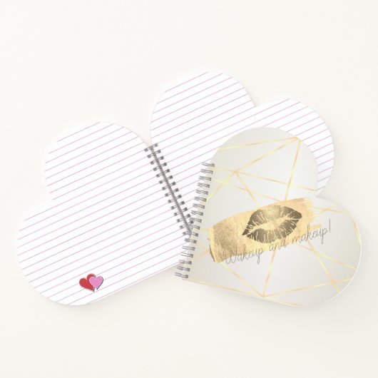 Girly Geometric, Gold Brush Stroke, Glittery Lips Notitieboek (Binnen)