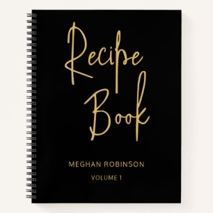 Girly Gepersonaliseerd Kookboek Zwart Receptenboek Notitieboek