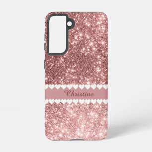 Girly gepersonaliseerde faux glitter roze samsung galaxy hoesje