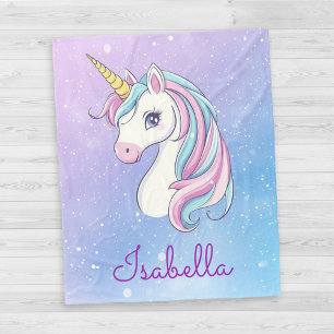 Girly gepersonaliseerde grillige eenhoorn sprankel fleece deken
