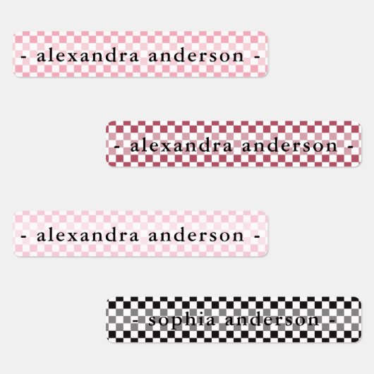 Girly Gingham Kids Name Labels (Groep)