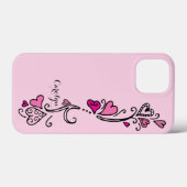 Girly Girl Hot Pink Hearts met naam Case-Mate iPhone Case (Achterkant (horizontaal))